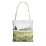 Watercolor Landscape Tote Bag, Eco-Friendly Shopping Bag, Beach Bag, Gift for Nature Lovers, Floral Design Carryall - Image 9