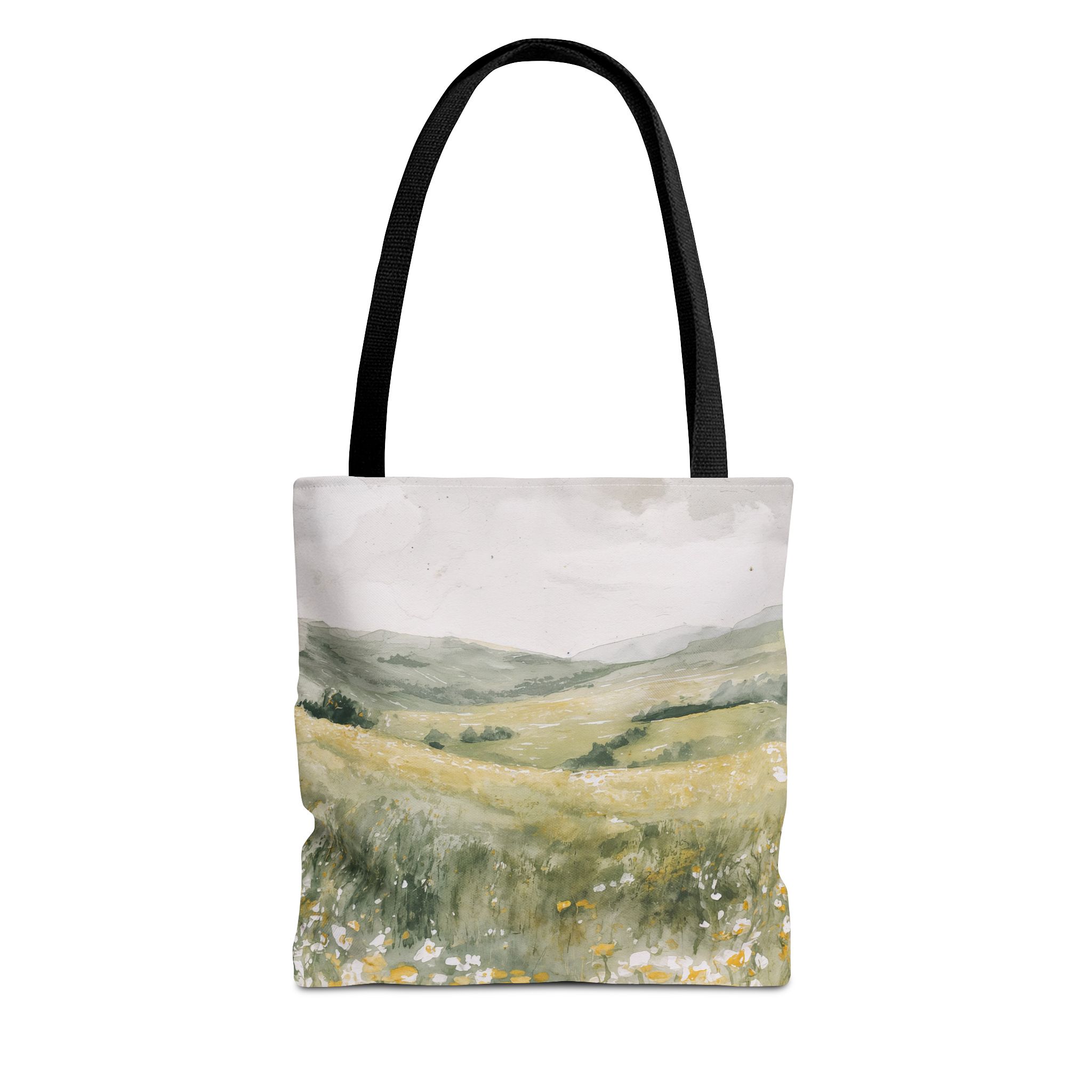 10258855521180054887_2048.jpeg Serene Landscape Tote Bag, Nature Lover's Tote, Eco-Friendly Shopping Tote, Gift for Her, Boho Bag, Floral Design - Image 1