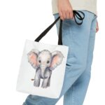 Cute Elephant Tote Bag, Eco-Friendly Bag, Animal Lover Gift, Baby Shower Present, Grocery Tote, AOP Design - Image 3