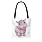 Cute Hippo Tote Bag: Perfect for Shopping, Beach, Gifts, Animal Lovers, Eco-Friendly - Image 2