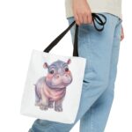 Cute Hippo Tote Bag: Perfect for Shopping, Beach, Gifts, Animal Lovers, Eco-Friendly - Image 3