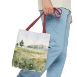 Watercolor Landscape Tote Bag, Eco-Friendly Shopping Bag, Beach Bag, Gift for Nature Lovers, Floral Design Carryall - Image 7