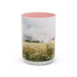 Watercolor Floral Mug – Ceramic Coffee Cup with Colored Handle, 11oz / 15oz - Image 9