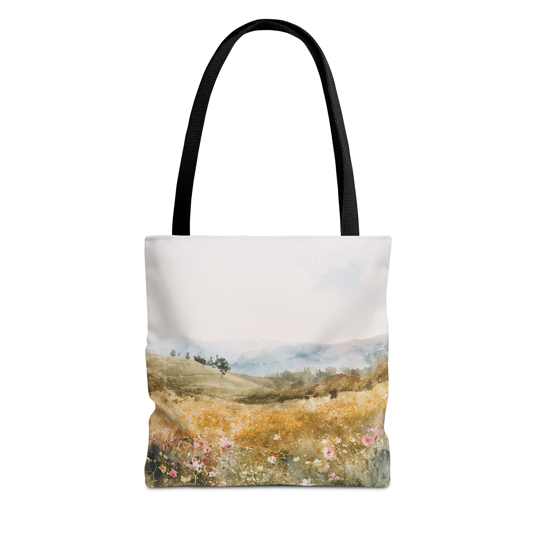 14353591917902779723_2048.jpeg Watercolor Landscape Tote Bag, Floral Field Bag, Eco-Friendly Shopping Tote, Summer Picnic Essential, Gift for Nature Lovers - Image 1