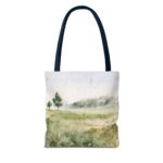 Watercolor Landscape Tote Bag, Eco-Friendly Shopping Bag, Beach Bag, Gift for Nature Lovers, Floral Design Carryall - Image 18