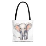 Cute Elephant Tote Bag, Eco-Friendly Bag, Animal Lover Gift, Baby Shower Present, Grocery Tote, AOP Design