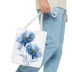 Elegant Floral Tote Bag | Stylish Blue Watercolor Design | Perfect for Shopping, Gifts, Beach, Travel, or Everyday Use - Image 11