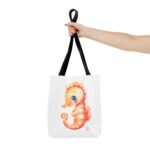 Seahorse Art Tote Bag, Cute Beach Bag, Sea Life Lover Gift, Summertime Accessory, Eco-Friendly Shopping Tote, Unique Ocean Design - Image 4