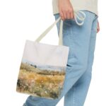 Watercolor Landscape Tote Bag, Floral Field Bag, Eco-Friendly Shopping Tote, Summer Picnic Essential, Gift for Nature Lovers - Image 15