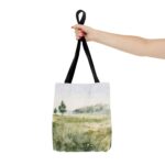Watercolor Landscape Tote Bag, Eco-Friendly Shopping Bag, Beach Bag, Gift for Nature Lovers, Floral Design Carryall - Image 4