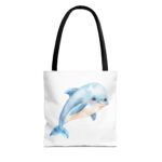Whimsical Dolphin Tote Bag, Beach Bag, Eco-Friendly Shopping Tote, Animal Lover Gift, Summer Accessory