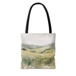 Serene Landscape Tote Bag, Nature Lover's Tote, Eco-Friendly Shopping Tote, Gift for Her, Boho Bag, Floral Design - Image 2
