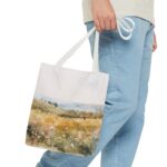 Watercolor Landscape Tote Bag, Floral Field Bag, Eco-Friendly Shopping Tote, Summer Picnic Essential, Gift for Nature Lovers - Image 11