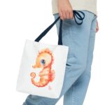 Seahorse Art Tote Bag, Cute Beach Bag, Sea Life Lover Gift, Summertime Accessory, Eco-Friendly Shopping Tote, Unique Ocean Design - Image 19