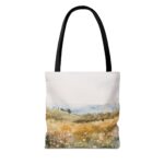 Watercolor Landscape Tote Bag, Floral Field Bag, Eco-Friendly Shopping Tote, Summer Picnic Essential, Gift for Nature Lovers - Image 2