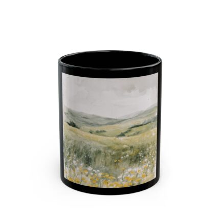 Nature-Inspired Black Mug, Rustic Coffee Cup, Gift for Nature Lovers, Home Decor, Cozy Vibes, 11oz or 15oz