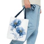 Elegant Floral Tote Bag | Stylish Blue Watercolor Design | Perfect for Shopping, Gifts, Beach, Travel, or Everyday Use - Image 19