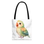 Adorable Parrot Tote Bag, Eco-Friendly Shopping Bag, Bird Lover Gift, Beach Bag, Cute Tote, Colorful Carryall