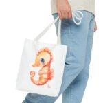 Seahorse Art Tote Bag, Cute Beach Bag, Sea Life Lover Gift, Summertime Accessory, Eco-Friendly Shopping Tote, Unique Ocean Design - Image 11