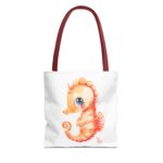 Seahorse Art Tote Bag, Cute Beach Bag, Sea Life Lover Gift, Summertime Accessory, Eco-Friendly Shopping Tote, Unique Ocean Design - Image 5