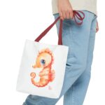 Seahorse Art Tote Bag, Cute Beach Bag, Sea Life Lover Gift, Summertime Accessory, Eco-Friendly Shopping Tote, Unique Ocean Design - Image 7