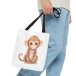 Adorable Monkey Tote Bag, Cute Animals Shopping Bag, Gift for Animal Lovers, Eco-friendly Tote, Fun Everyday Use - Image 3