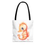 Seahorse Art Tote Bag, Cute Beach Bag, Sea Life Lover Gift, Summertime Accessory, Eco-Friendly Shopping Tote, Unique Ocean Design