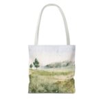 Watercolor Landscape Tote Bag, Eco-Friendly Shopping Bag, Beach Bag, Gift for Nature Lovers, Floral Design Carryall - Image 10