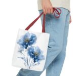 Elegant Floral Tote Bag | Stylish Blue Watercolor Design | Perfect for Shopping, Gifts, Beach, Travel, or Everyday Use - Image 7