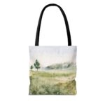 Watercolor Landscape Tote Bag, Eco-Friendly Shopping Bag, Beach Bag, Gift for Nature Lovers, Floral Design Carryall - Image 2