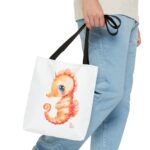 Seahorse Art Tote Bag, Cute Beach Bag, Sea Life Lover Gift, Summertime Accessory, Eco-Friendly Shopping Tote, Unique Ocean Design - Image 3