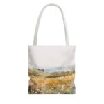 Watercolor Landscape Tote Bag, Floral Field Bag, Eco-Friendly Shopping Tote, Summer Picnic Essential, Gift for Nature Lovers - Image 9