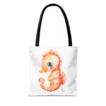Seahorse Art Tote Bag, Cute Beach Bag, Sea Life Lover Gift, Summertime Accessory, Eco-Friendly Shopping Tote, Unique Ocean Design - Image 2