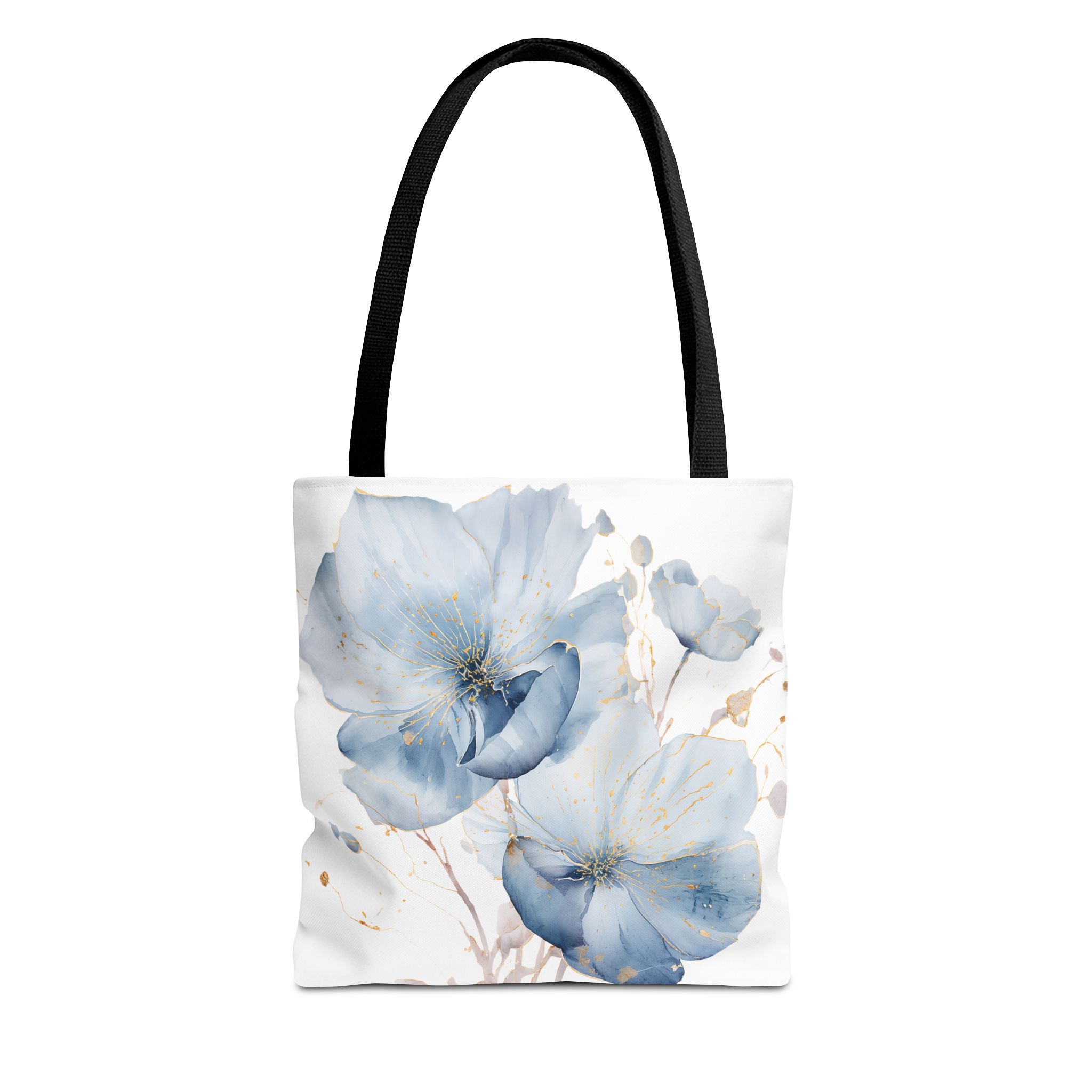 6989937966518524730_2048.jpeg Blue Floral Tote Bag, Watercolor Flower Shopper, Eco-Friendly Carryall, Everyday Use, Gift for Her, Spring, Summer Essentials - Image 1