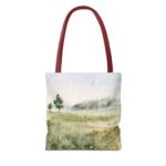 Watercolor Landscape Tote Bag, Eco-Friendly Shopping Bag, Beach Bag, Gift for Nature Lovers, Floral Design Carryall - Image 6