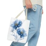 Elegant Floral Tote Bag | Stylish Blue Watercolor Design | Perfect for Shopping, Gifts, Beach, Travel, or Everyday Use - Image 15