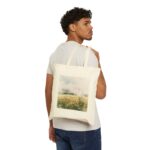 Serene Landscape Cotton Canvas Tote Bag, Eco-Friendly Shopping Bag, Beach Tote, Flower Field Design, Perfect Gift for Nature Lovers - Image 3
