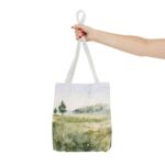 Watercolor Landscape Tote Bag, Eco-Friendly Shopping Bag, Beach Bag, Gift for Nature Lovers, Floral Design Carryall - Image 12
