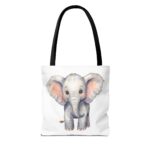 Cute Elephant Tote Bag, Eco-Friendly Bag, Animal Lover Gift, Baby Shower Present, Grocery Tote, AOP Design - Image 2