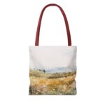 Watercolor Landscape Tote Bag, Floral Field Bag, Eco-Friendly Shopping Tote, Summer Picnic Essential, Gift for Nature Lovers - Image 6