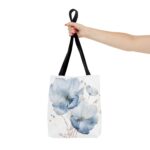 Blue Floral Tote Bag, Watercolor Flower Shopper, Eco-Friendly Carryall, Everyday Use, Gift for Her, Spring, Summer Essentials - Image 4