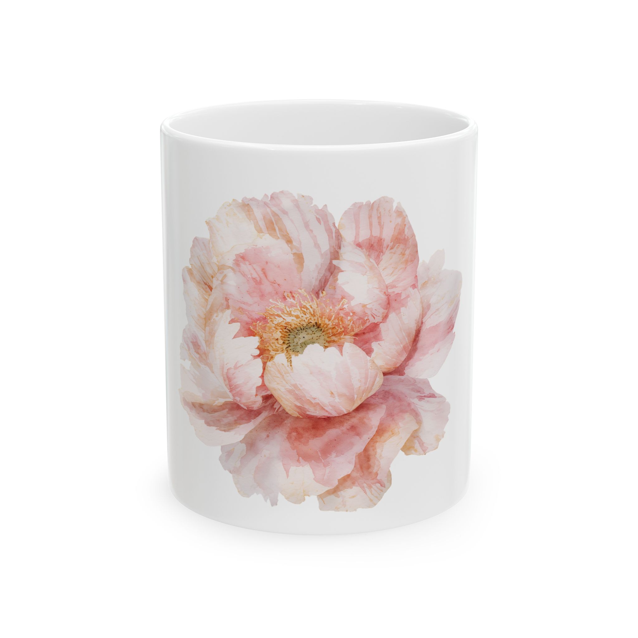 9465433844687886930_2048.jpeg Floral Ceramic Mug, Coffee Cup, Tea Mug, Gift for Her, Mother's Day, Custom Floral Drinkware, Hand-Painted Peony Design - Image 1