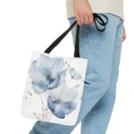 Blue Floral Tote Bag, Watercolor Flower Shopper, Eco-Friendly Carryall, Everyday Use, Gift for Her, Spring, Summer Essentials - Image 3