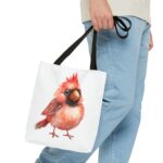 Cute Cardinal Tote Bag, Bird Lover Gift, Reusable Shopping Bag, Floral Design, Nature Enthusiast Decor, Earth Day Accessory - Image 3